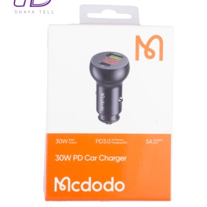 شارژر فندکی سریع مک‌دودو مدل 30W PD با نمایشگر دیجیتال و دو پورت