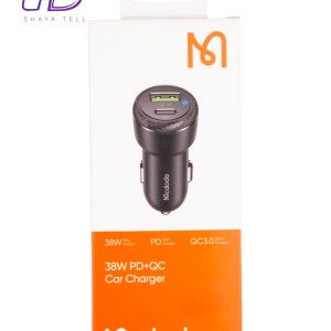 شارژر فندکی سریع مک‌دودو مدل ۳۸ وات PD+QC دو پورت USB-C و USB-A