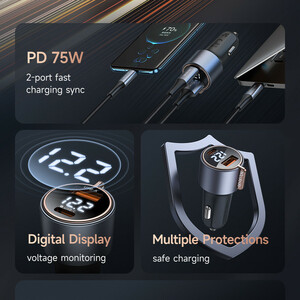 شارژر فندکی 75وات دو پورت مک دودو مدل CC-3690