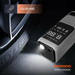 دستگاه جامپ استارتر و پمپ باد چندکاره خودرو پورودو مدل PDPBFCH091BKGR