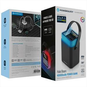 پاور بانک ۶۵ وات پاورولوجی مدل Halo Beam با ظرفیت ۴۰۰۰۰ هزار میلی آمپر ساعت