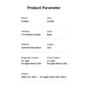 کابل تبدیل USB-C به میکرو اپل واچ /لایتنینگ مک دودو مدل ca-5680 طول 1.5 متر