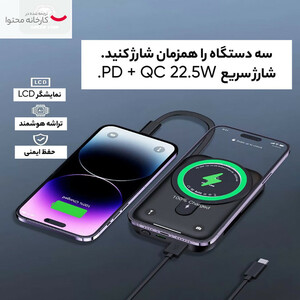 پاوربانک 22.5 وات گرین لاین مدل Monaco MagSafe  ظرفیت 20000 میلی آمپر ساعت