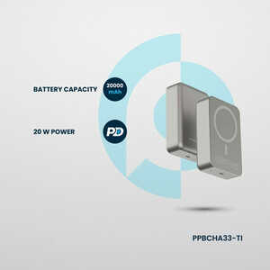 پاوربانک پاورولوجی مدل PPBCHA33 Magsafe aluminum ظرفیت 20000 میلس آمپر ساعت