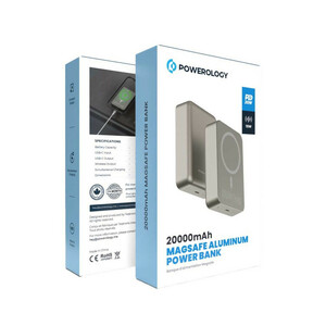 پاوربانک پاورولوجی مدل PPBCHA33 Magsafe aluminum ظرفیت 20000 میلس آمپر ساعت