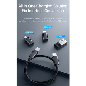 کابل تبدیل USB-C/USB به لایتنینگ/USB-C/MicroUSB مک‌دودو مدل WF-1720 طول 0.3 متر