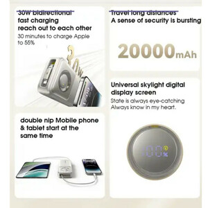 پاوربانک بیسوس مدل NOMOS 30W ظرفیت 20000 میلی آمپر ساعت