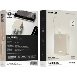 پاور بانک گرین لاین GREEN LION SALZBURG ظرفیت 10000 میلی آمپر ساعت مدل GL-PX85