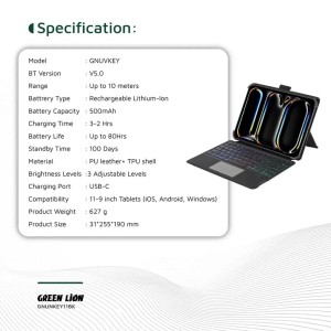کیبورد کیس هوشمند یونیورسال Green Lion مدل GNUVKEY