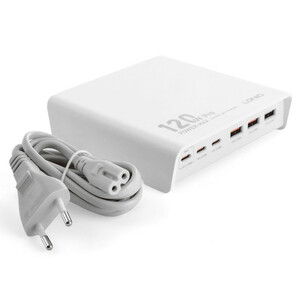 شارژر رومیزی 120وات الدینیو مدل HUB CHARGER Q605