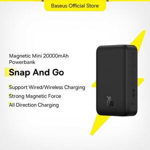 پاوربانک بیسوس مدل MAGNETIC MINI 20W ظرفیت 20000 میلی آمپر ساعت