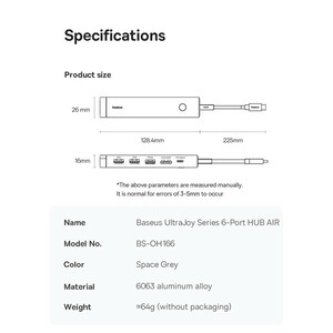 هاب 6 پورت USB-C بیسوس مدل BS-OH166