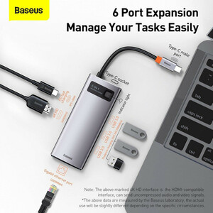 هاب 6 پورت USB-C باسئوس مدل CW0G