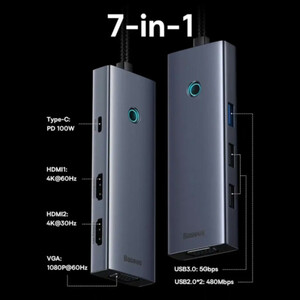 هاب 7 پورت USB-C بیسوس مدل BS-OH117  Triple Display