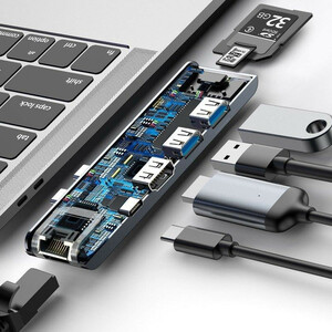 هاب 7 پورت USB-C باسئوس مدل CAHUB-L0G