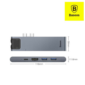 هاب 7 پورت USB-C باسئوس مدل CAHUB-L0G