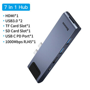هاب 7 پورت USB-C باسئوس مدل CAHUB-L0G