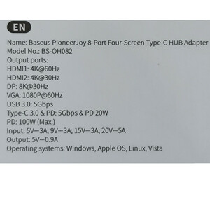 هاب 8 پورت USB-C باسئوس مدل BS-OH082 Focus Series