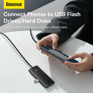 هاب 4 پورت USB -C باسئوس مدل Lite Series - WKQX03040 1m