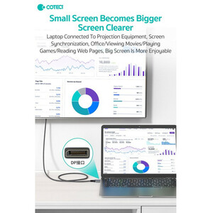 کابل Display Port به HDMI کوتتسی مدل 87406 طول 2 متر