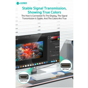 کابل Display Port به HDMI کوتتسی مدل 87406 طول 2 متر
