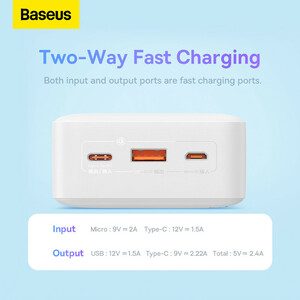 پاوربانک بیسوس مدل Airpow 20W ظرفیت 30000 میلی آمپر ساعت