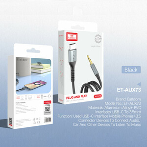 کابل تبدیل AUX به USB-C ارلدام مدل AUX73 طول 1 متر