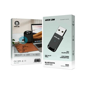 مبدل بلوتوثی گرین لاین مدل  Green Lion Zinc Alloy Shell Bluetooth Adapter GNBLTADAPBK