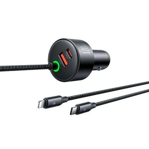 شارژر فندکی120 وات  مک دودو مدل cc-0370 به همراه کابل USB-C/لایتنینگ