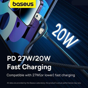 کابل تبدیل USB-C به لایتنینگ بیسوس مدل Aramid Fiber Braiding 20W طول 1 متر