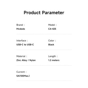کابل USB-C مک دودو مدل CA-4250 100W طول 1.2 متر