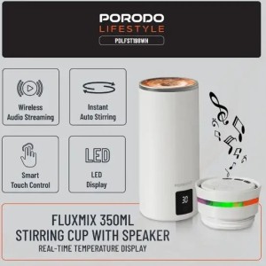 ماگ اسپیکری 350 میلی لیتر پرودو مدل Porodo Lifestyle Fluxmix Stirring Cup with Speaker PDLFST198