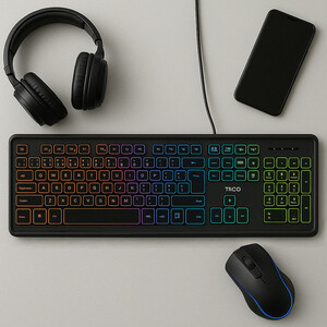 کیبورد تسکو مدل TK 8046،سوییچ ممبران، Full-size، نورپردازی RGB