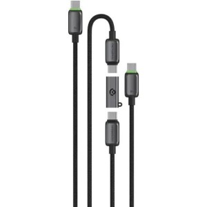 کابل دوتایی 2 سر تایپ سی پاورولوژی به همراه تبدیل مدل Powerology Argos pcab37gy