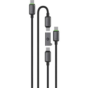 کابل دوتایی 2 سر تایپ سی پاورولوژی به همراه تبدیل مدل Powerology Argos pcab37gy