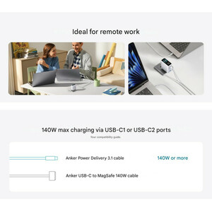 شارژر دیواری 140 وات چهار پورت انکر مدل B2697KZ1 به همراه کابل USB-C به طول 1.5 متر