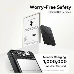 پاوربانک بی‌سیم 22.5 وات بیسوس مدل Airpow Ⅱ Qi2 Magnetic ظرفیت 10000 میلی‌آمپر ساعت
