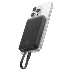 پاوربانک بیسوس مدل Magnetic & Cable 30W با ظرفیت 10000 میلی آمپر ساعت.webp