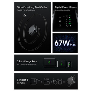 شارژر دیواری 67 وات مک دودو مدل CH-864 به همراه کابل USB-C