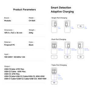 شارژر دیواری 67 وات مک دودو مدل CH-864 به همراه کابل USB-C