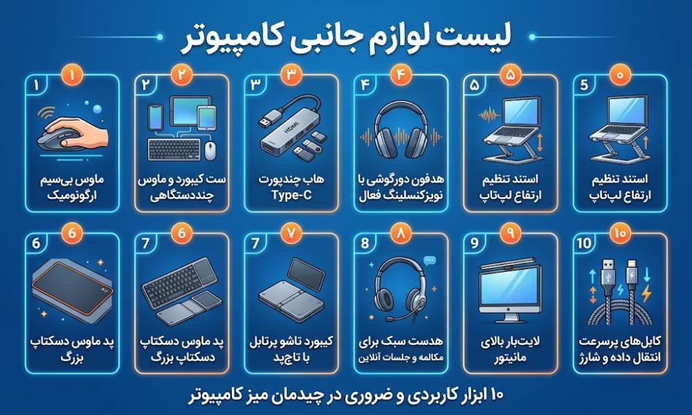 اینفوگرافیک لیست لوازم جانبی کامپیوتر