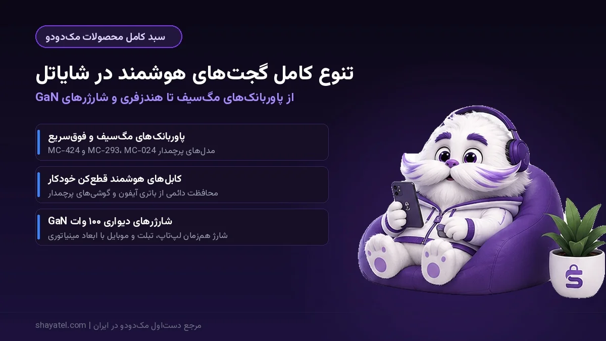 پاوربانک مگنتی، کابل هوشمند و شارژر GaN مک دودو در شایاتل
