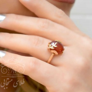 انگشتر طلا و عقیق اصل