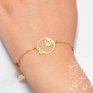 دستبند طلای گل و پروانه