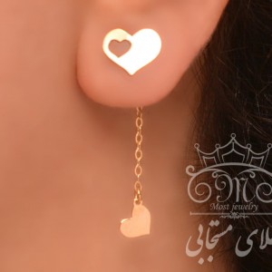 گوشواره بک ایر قلب طلا