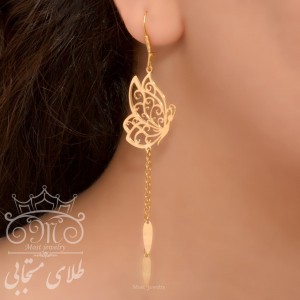 گوشواره طلای آویزدار پروانه