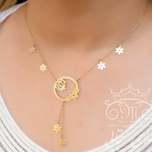 گردنبند طلای گل و پروانه