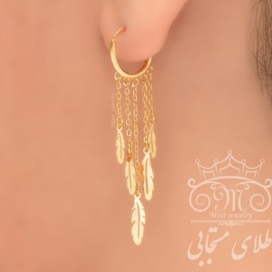 گوشواره طلا روکوی زنجیری پر