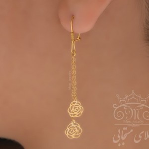 گوشواره طلای گل رز