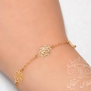 دستبند طلای گل رز